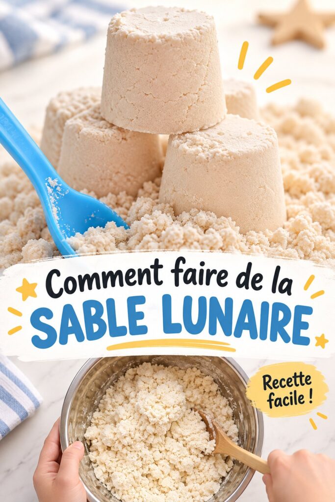 Un enfant jouant avec du sable lunaire fait maison dans un bac