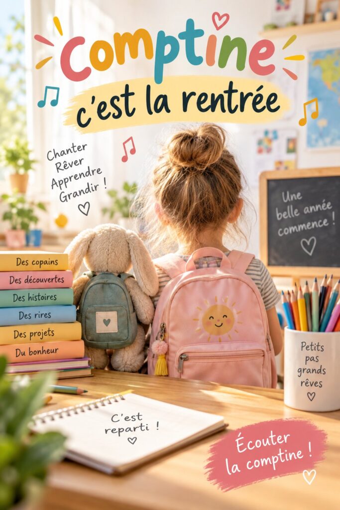 Une mère chantant des comptines avec son enfant à la rentrée des classes.