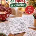 Enfants coloriant des dessins de Noël joyeux et créatifs