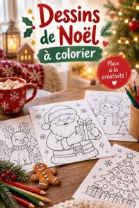 Enfants coloriant des dessins de Noël joyeux et créatifs