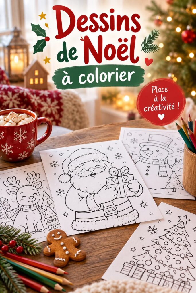 Enfants coloriant des dessins de Noël joyeux et créatifs