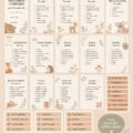 Étiquettes colorées pour un sac de maternité personnalisé avec des articles essentiels pour maman et bébé.