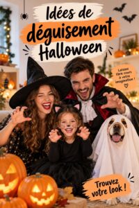 Groupe d'enfants habillés en déguisements colorés pour Halloween