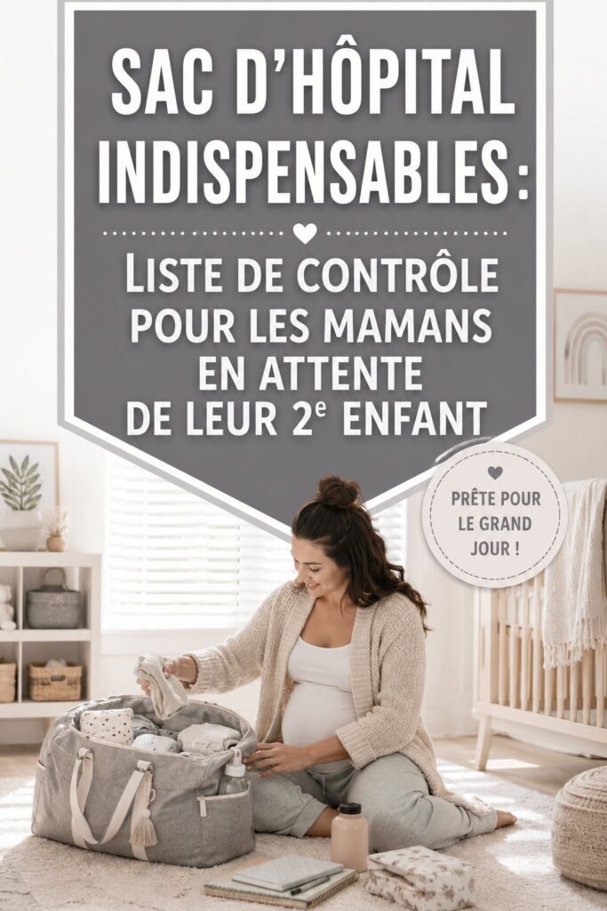 Sac d'hôpital préparé avec des vêtements et essentiels pour la maternité.