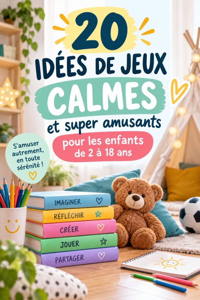 Jeu calme d'enfants autour d'une table avec plusieurs activités manuelles.