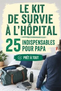 Un kit de survie réalisé pour accompagner un père à l'hôpital, avec divers éléments de confort.