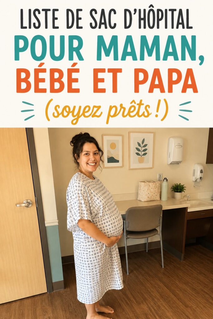 Valise de maternité ouverte avec des vêtements et articles pour maman et bébé