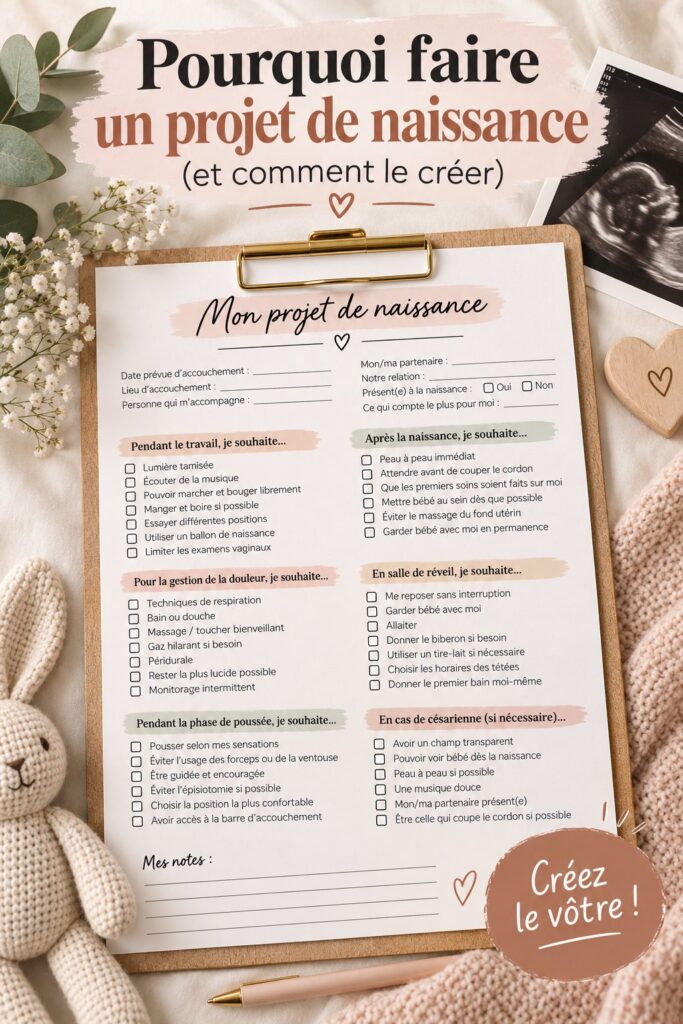 C'est une image d'un couple lisant un plan de naissance ensemble, illustrant l'importance de se préparer pour l'accouchement.
