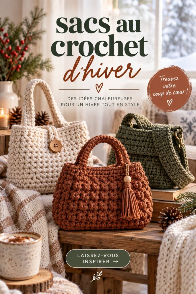 Sac au crochet d'hiver avec une texture chaleureuse et un design moderne