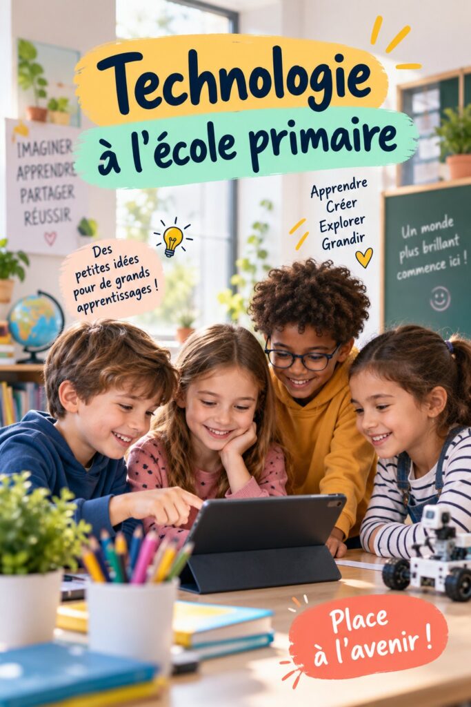 Enfants utilisant des tablettes à l'école pour apprendre