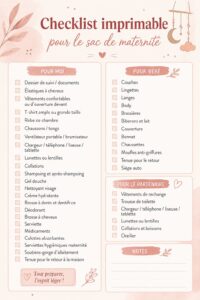 Valise de maternité prête avec des essentiels pour le séjour à l'hôpital.