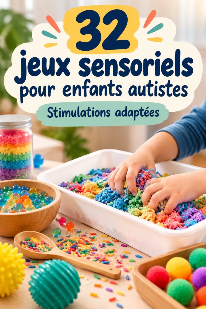 Enfants jouant avec des matériaux sensoriels variés comme du sable et de l'eau.