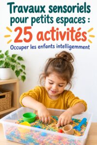 Enfant jouant avec des matériaux sensoriels dans un petit espace