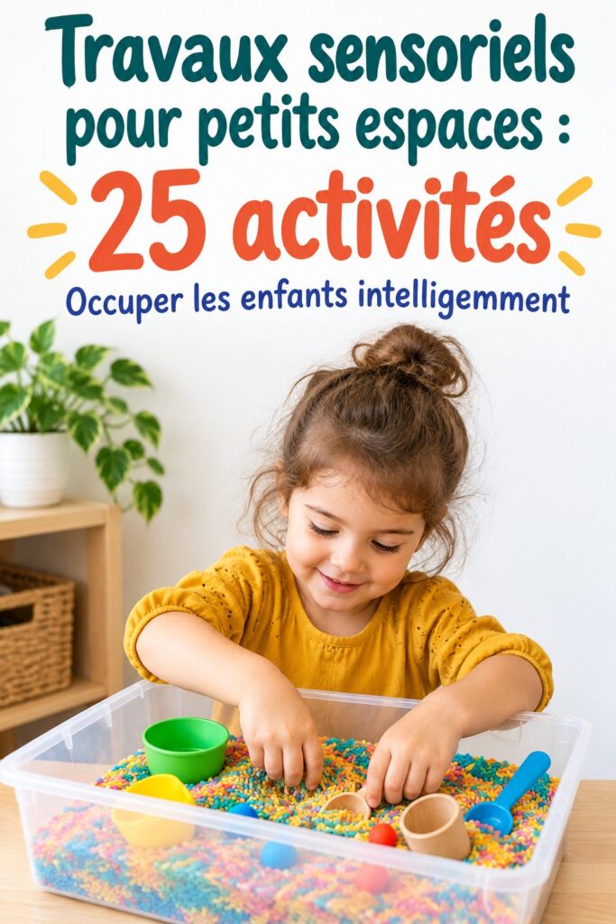 Enfant jouant avec des matériaux sensoriels dans un petit espace