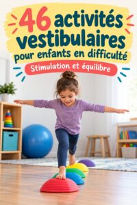 Un enfant en train de réaliser une activité vestibulaire, illustrant le développement moteur.