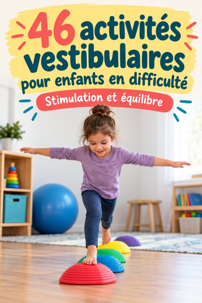 Un enfant en train de réaliser une activité vestibulaire, illustrant le développement moteur.