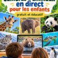 Enfants regardant des caméras d'animaux en direct sur un ordinateur