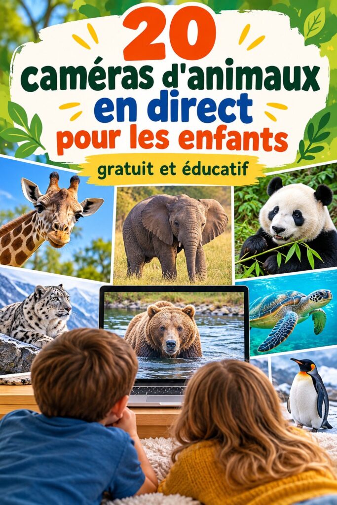 Enfants regardant des caméras d'animaux en direct sur un ordinateur