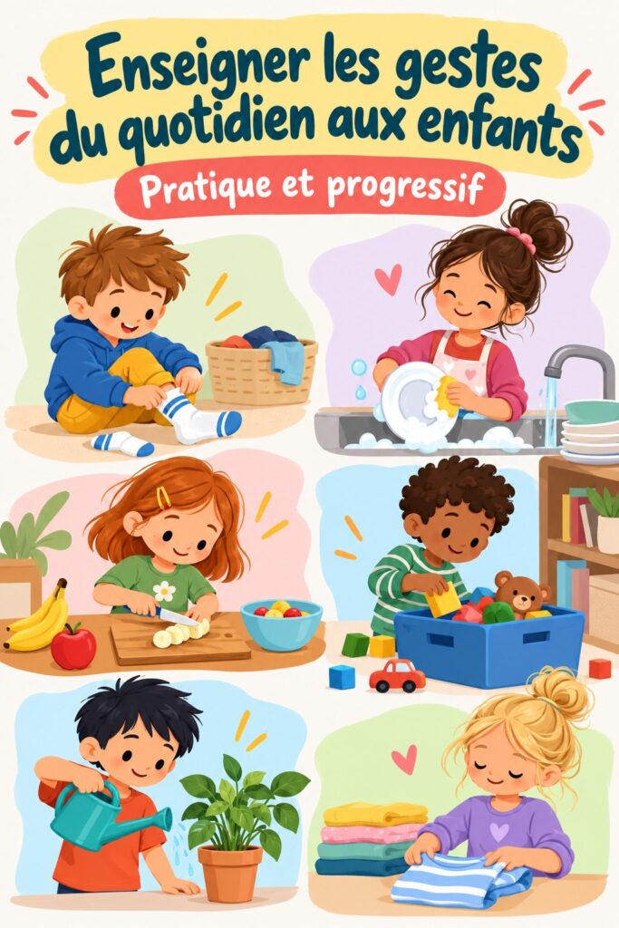 Un parent enseignant des compétences de vie à un enfant dans un cadre familier et accueillant.