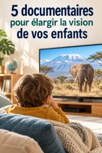 Une famille regardant un documentaire éducatif ensemble, captivée par les images