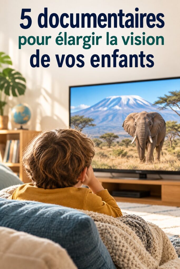 Une famille regardant un documentaire éducatif ensemble, captivée par les images