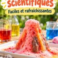 Une famille réalise des expériences scientifiques en extérieur pendant l'été, avec des enfants enthousiastes.