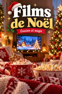 Une famille réunie devant un écran, heureuse de regarder un film de Noël ensemble.
