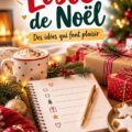 Une maman et son enfant en train de créer une liste de Noël ensemble avec des jouets autour d'eux.