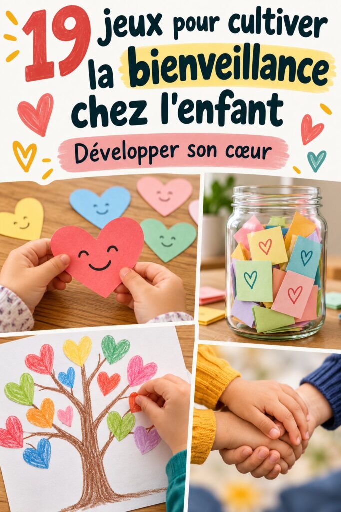Enfant jouant avec des amis dans le jardin, illustrant des jeux de bienveillance