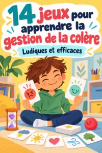Une maman jouant avec son enfant à un jeu éducatif sur la gestion de la colère.