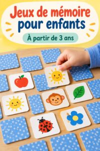 Un enfant jouant à un jeu de mémoire avec des cartes colorées.
