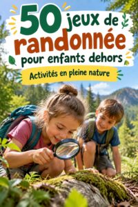 Enfants jouant à des jeux de randonnée en plein air dans la nature