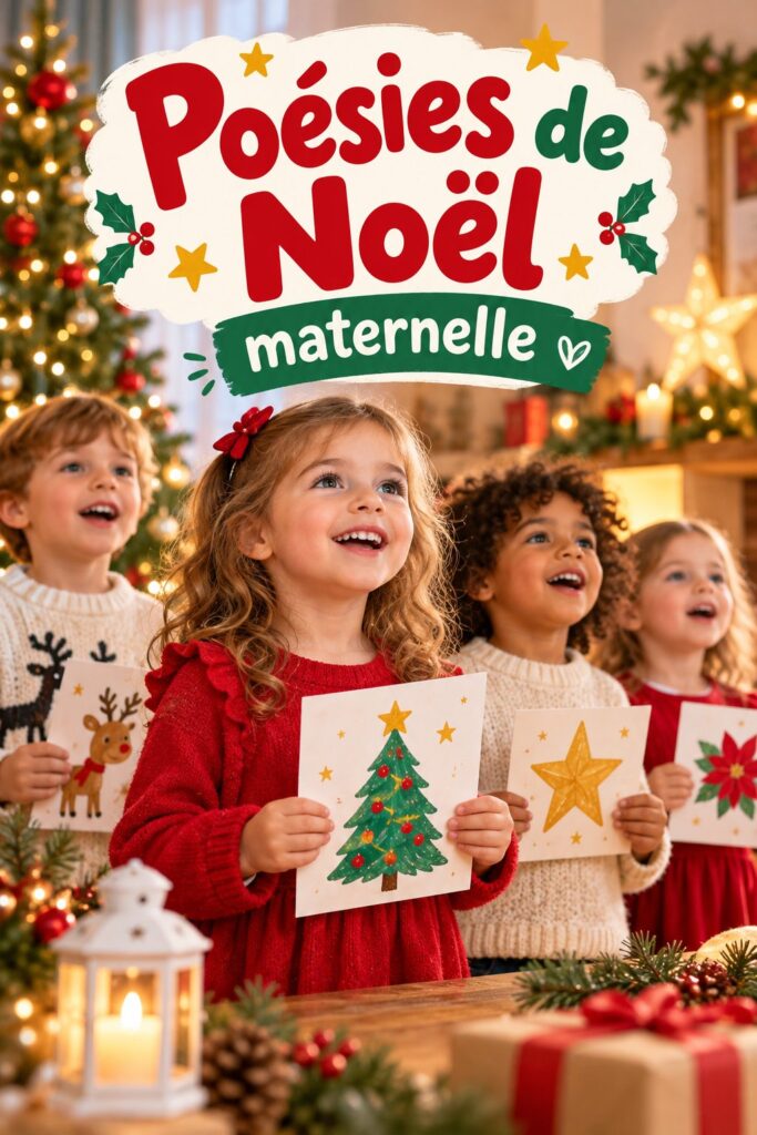 Des enfants récitant des poésies de Noël en classe de maternelle.