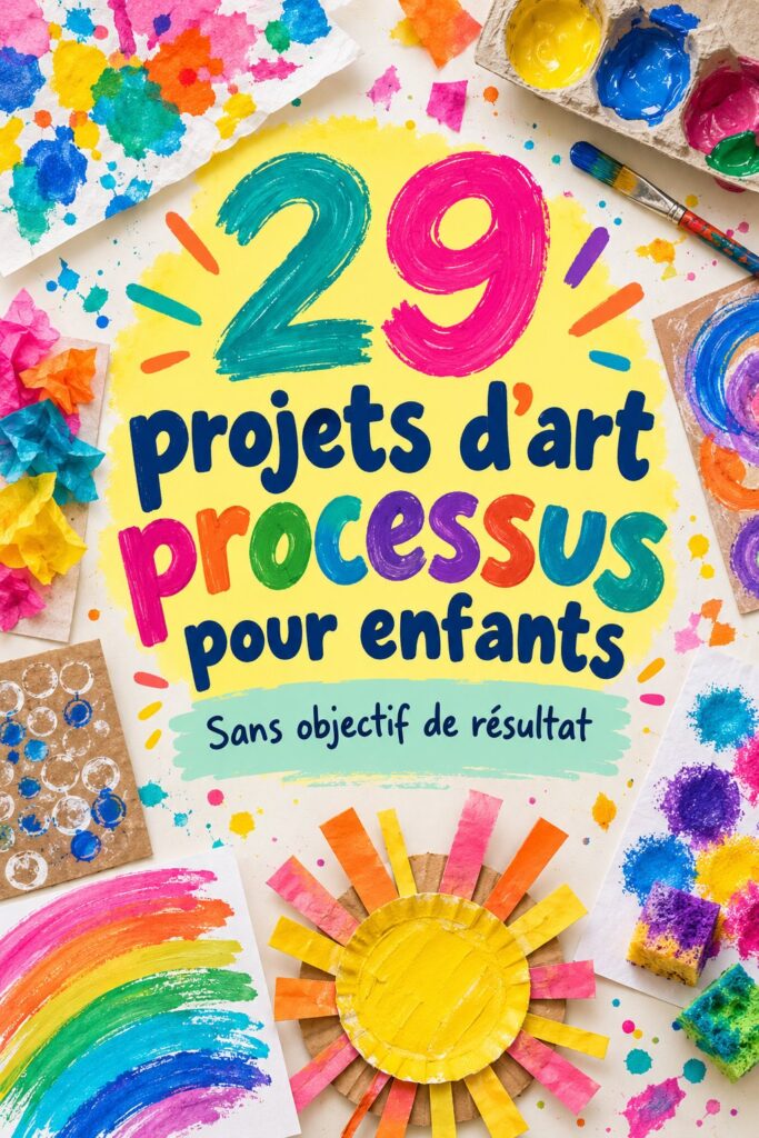 Un enfant réalisant un projet d'art processus avec de la peinture colorée.