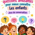 Famille discutant autour de questions amusantes