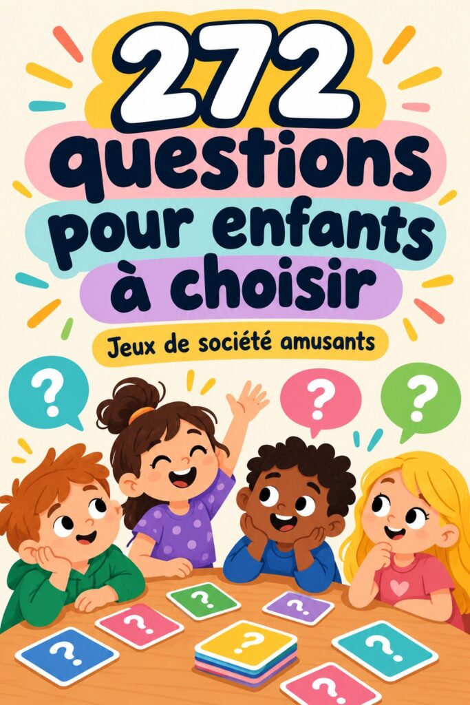 Enfants riant ensemble en jouant à des questions ludiques 'Plutôt que'.