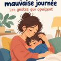 Un parent réconforte son enfant après une mauvaise journée, utilisant une approche bienveillante.